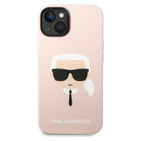 Pouzdro Karl Lagerfeld MagSafe Kompatibilní Liquid Silicone Karl Head iPhone 14 Plus růžové