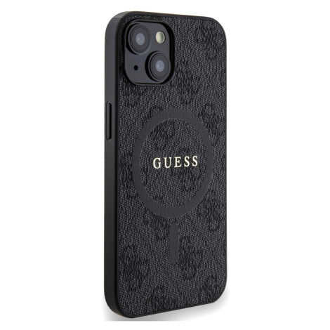 Zadní kryt Guess PU Leather 4G Colored Ring MagSafe pro Apple iPhone 14, černá
