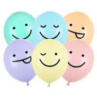 PartyDeco Latexové balóny - Pastelové smajlíky 6 ks