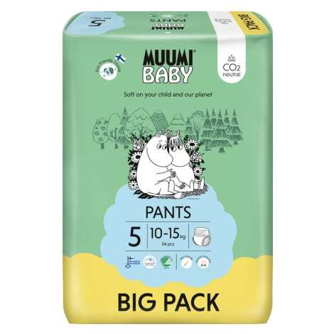 Muumi Baby Pants 5 Maxi+ 10–15 kg eko kalhotky 54 ks
