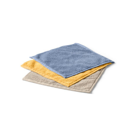 Kosmetické ručníky, 3 ks, hnědý, modrý a žlutý