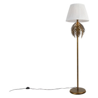 Vintage stojací lampa zlatá se skládaným odstínem bílá 45 cm - Botanica