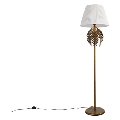 Vintage stojací lampa zlatá se skládaným odstínem bílá 45 cm - Botanica QAZQA