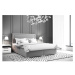 Čalouněná postel Briony 140x200, stříbrná, vč. matrace a topperu
