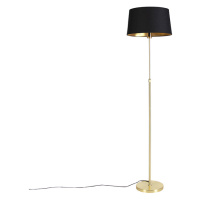 Stojací lampa zlatá / mosazná s černým odstínem nastavitelným 45 cm - Parte