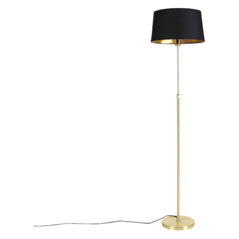 Stojací lampa zlatá / mosazná s černým odstínem nastavitelným 45 cm - Parte QAZQA