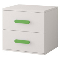IDZ Noční stolek Smyk - Bílá / Barevné úchytky Barva: Zelená