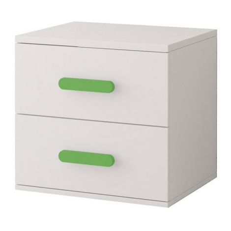 IDZ Noční stolek Smyk - Bílá / Barevné úchytky Barva: Zelená
