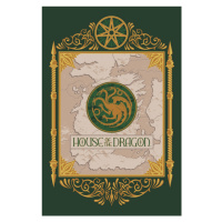 Umělecký tisk House of the Dragon - Map & Crest, 26.7 × 40 cm