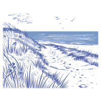 Ilustrace Seaside Sketch Horizontal, Jolly and Dash, 40 × 30 cm