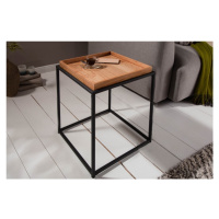 Estila Industriální designový čtvereční příruční stolek Elements s odnímatelnou hnědou povrchovo