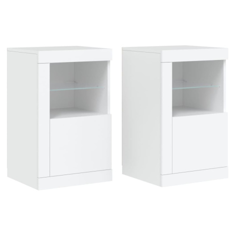 vidaXL Odkládací skříňky s LED osvětlením 2 ks bílé kompozitní dřevo