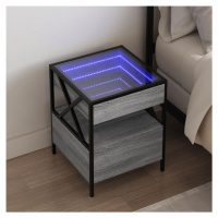 vidaXL Noční stolek s Infinity LED šedý sonoma 40 x 40 x 51 cm