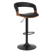 Estila Retro otočná barová židle Norwich s nízkou opěrkou a černým koženým čalouněním s hnědým d