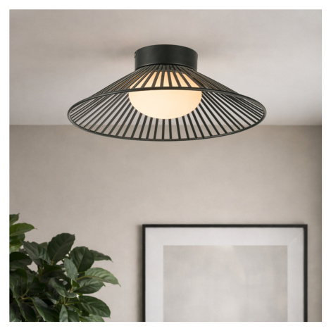 Lampa sufitowa Sonte 40 czarna druciana z białym kloszem do salonu GX53 CANDELLUX