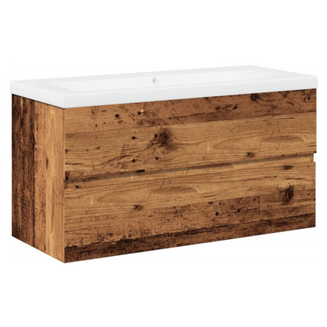 vidaXL Skříňka se zápustným umyvadlem old wood