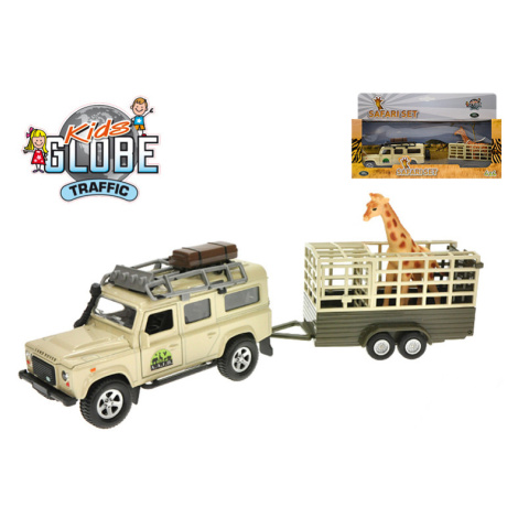 MIKRO TRADING - Kids Globe Traffic Land Rover Defender 14cm kov na zpětný chod s přívěsem 14cm a