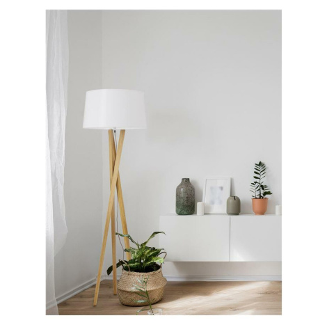 NOVA LUCE stojací lampa SALINO stínidlo slonovinová bílá hnědý kabel přírodní dřevo E27 1x12W 23