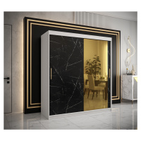 Šatní skříň Abi Golden T2 Barva korpusu: Bílá, Rozměry: 180 cm, Dveře: Černý Marmur + zlaté zrca