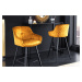 Estila Designová industriální barová židle Rufus se žlutým čalouněním a černou konstrukcí z kovu