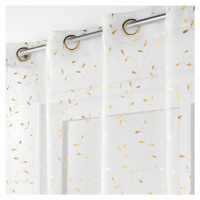 Voálová záclona v bílo-zlaté barvě 140x240 cm Floressia – douceur d'intérieur