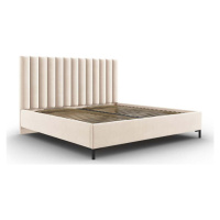 Béžová čalouněná dvoulůžková postel s úložným prostorem s roštem 160x200 cm Casey – Mazzini Beds
