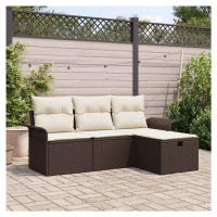 vidaXL Sada zahradních pohovek 4 pcs Hnědá a krémová 196 x 117 x 85 cm