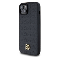 Zadní kryt DKNY PU Leather Repeat Pattern Stack Logo Magsafe pro Apple iPhone 13, černá