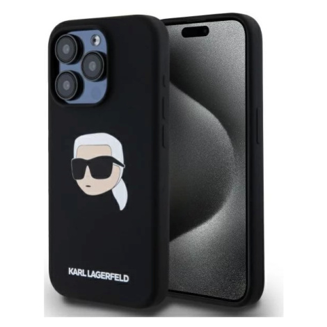 Kryt Karl Lagerfeld KLHMP15LSKHPPLK iPhone 15  Pro 6.1" black hardcase Silicone Karl Head Print 