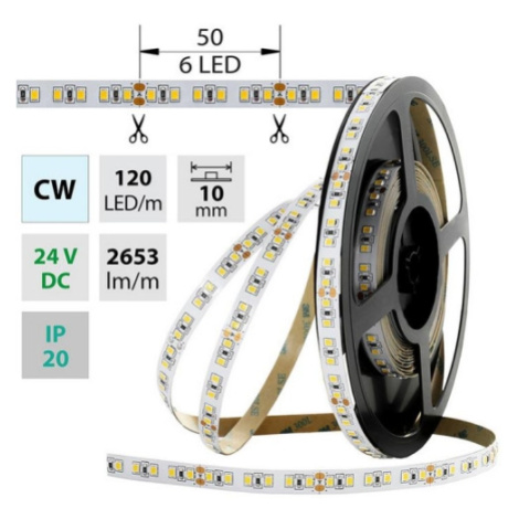 LED pásek McLED 24V studená bílá š=10mm IP20 28,8W/m 120LED/m SMD2835 ML-126.705.60.0