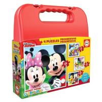 Educa Puzzle v kufříku Mickey Mouse a kamarádi 4v1 (12,16,20,25 dílků)