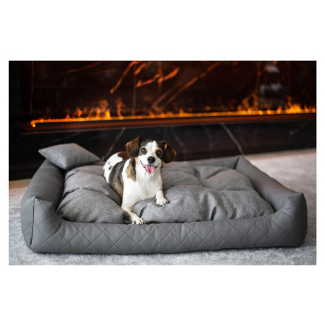 Vsepropejska Delux kožený pelech pro psa s polštářkem Barva: Tmavě-šedá, Rozměr (cm): 130 x 110