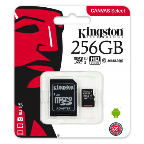 Paměťová karta 256GB Micro Sd Kingston SDCS2 C10 V10 A1 100Mb/s Adaptér