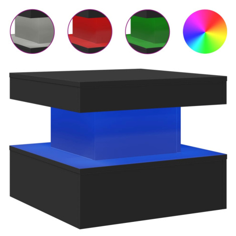 vidaXL Konferenční stolek s LED osvětlením černý 50 x 50 x 40 cm