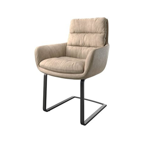 DELIFE Jídelní židle Abelia-Flex s područkou béžová vintage konzolová podnož plochá černá