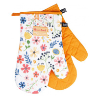 Kuchyňské bavlněné rukavice - chňapky FLOWER BOMB oranžová 100% bavlna 19x30 cm Balení 2 kusy - 