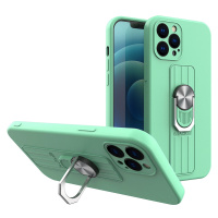 Silikonové pouzdro Ring Case s úchytem na prst a stojánkem pro iPhone 12 Pro Max mint