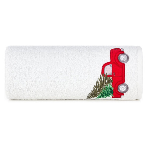 Bavlněný vánoční ručník bílý s autem Šířka: 70 cm | Délka: 140 cm