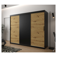 Šatní skříň Abi Jodelka Barva korpusu: Černá, Rozměry: 250 cm, Dveře: Dub-Artisan