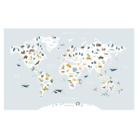Dětská tapeta 400 cm x 248 cm Animals World Map – Lilipinso