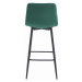 Set čtyř barových židlí POZZA sametové zelené (černé nohy) 4 ks