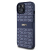 Zadní kryt DKNY PU Leather Repeat Pattern Tonal Stripe pro Apple iPhone 15, modrá