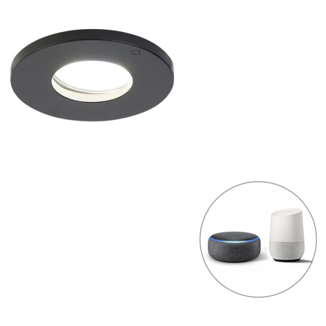 Chytré koupelnové vestavné bodové svítidlo černé včetně WiFi GU10 - Přístřešek QAZQA