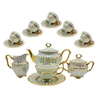Royal Czech Porcelain - Porcelánová čajová souprava se 6 šálky a podšálky 15 díly dekor Praha