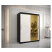 Šatní skříň Zlatana T2, 150cm, černá/bílý mramor