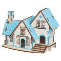 Woodcraft Dřevěné 3D puzzle Modrý dům