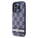 DKNY PU Leather Checkered Pattern and Stripe kryt iPhone 15 Pro modrý