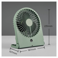Reality Leuchten Bezdrátový stolní ventilátor Breezy, pistáciově zelený, tichý