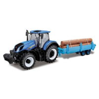 Bburago 1:32 Farm Traktor New Holland s vlečkou na dřevo