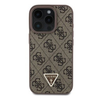 Guess PU 4G Strass Triangle Metal Logo Zadní Kryt + Crossbody Popruh pro iPhone 16 Pro Max Brown